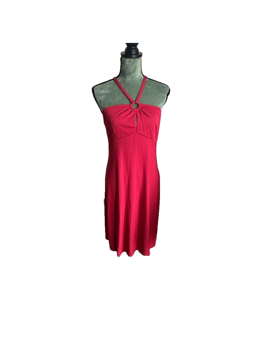 Ann Taylor LOFT Halter Dress Pink Coral Ring Front Midi Dress Y2K - NWT - 8